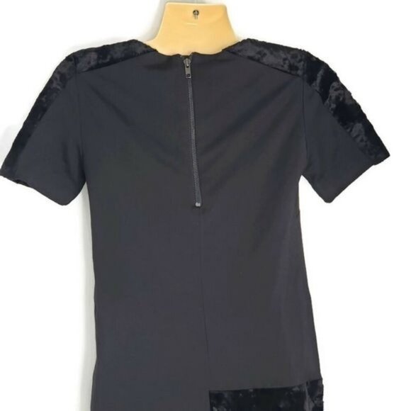 French Connection Black Dress with Velvety Contrast Women's‎ Size 2 - Picture 4 of 8